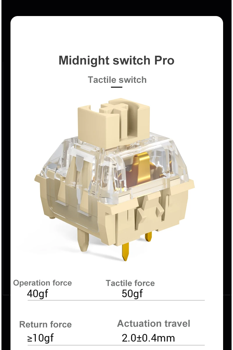 Kailh Midnight Pro Tastaturschalter, 5 Pins, linear, taktiler für benutzerdefinierte DIY-Hot-Swap-fähige mechanische Tastatur, kompatibel mit Cherry MX – Detail 8