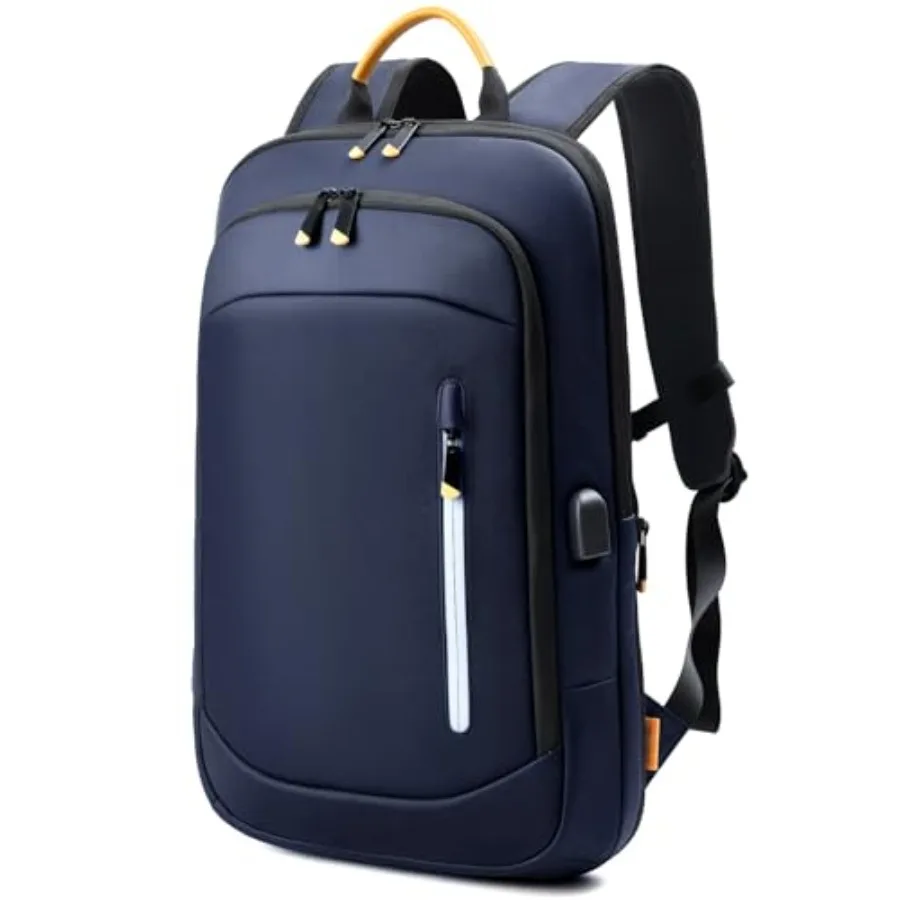Slim Laptop Backpack for Men Expandable Business Travel Backpack with USB Charging Port Lightweight Work Computer Bag
