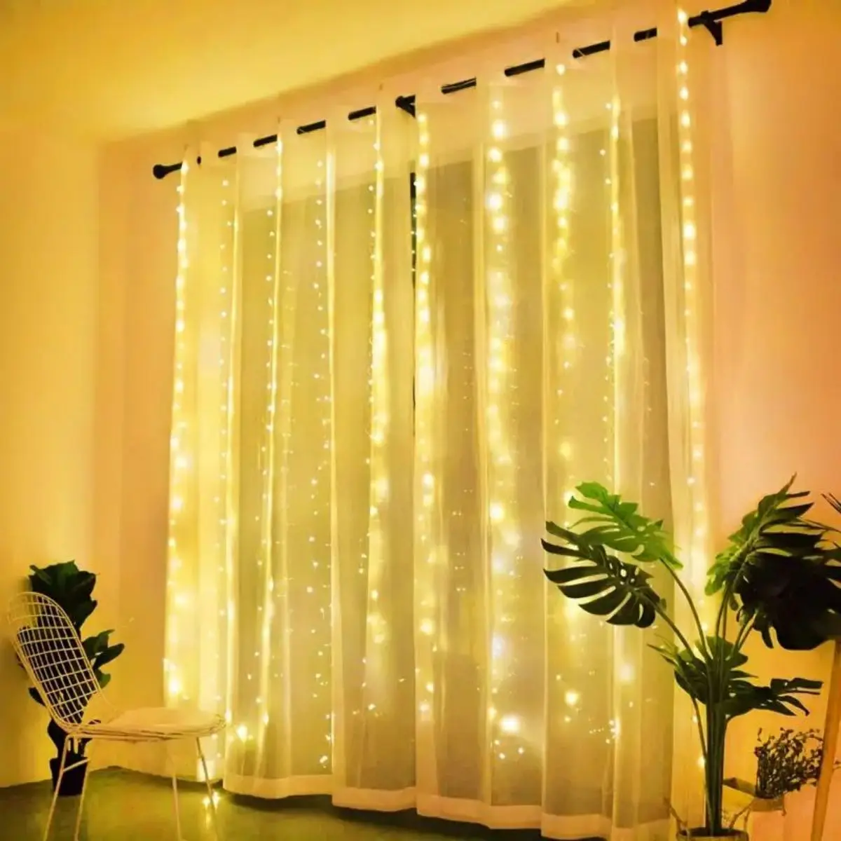 1 pz 3M * 3M LED tenda in pelle luce esterna impermeabile telecomando tenda solare flusso d\'acqua luce USB cascata luce