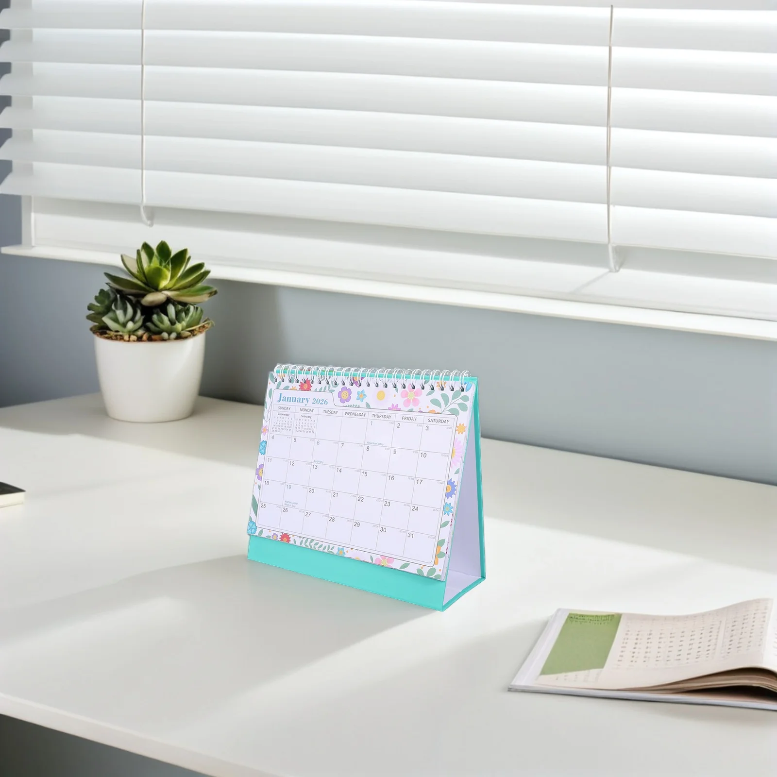 2026 Schreibtisch-Stehblock-Kalender, minimalistische kompakte Größe für Büro, Zuhause, täglicher Organizer, Monatsplaner, datierter Desktop-Kalender