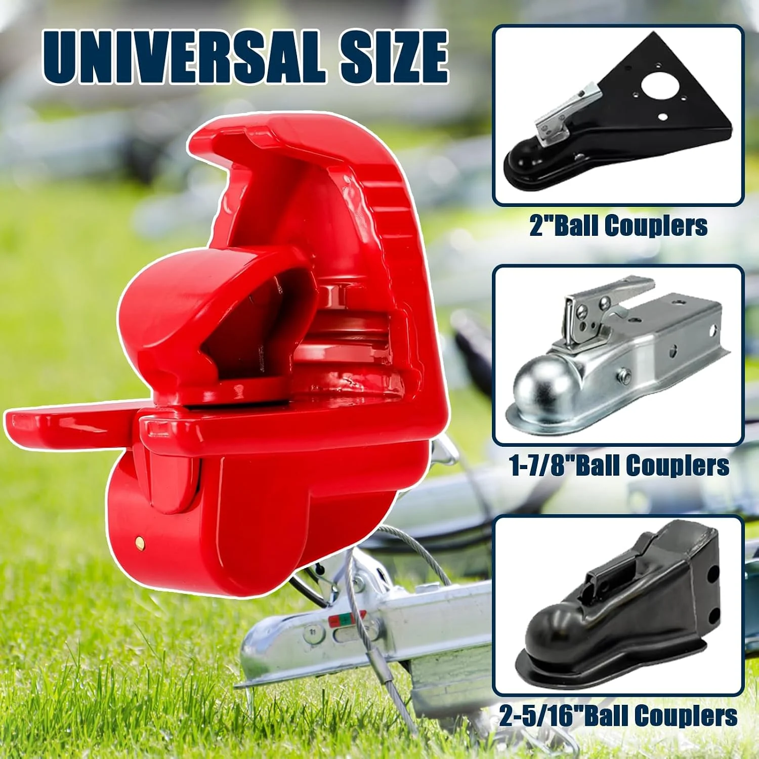 2PCS Trailer Coupler Lock, Universal Size Fits 1-7/8