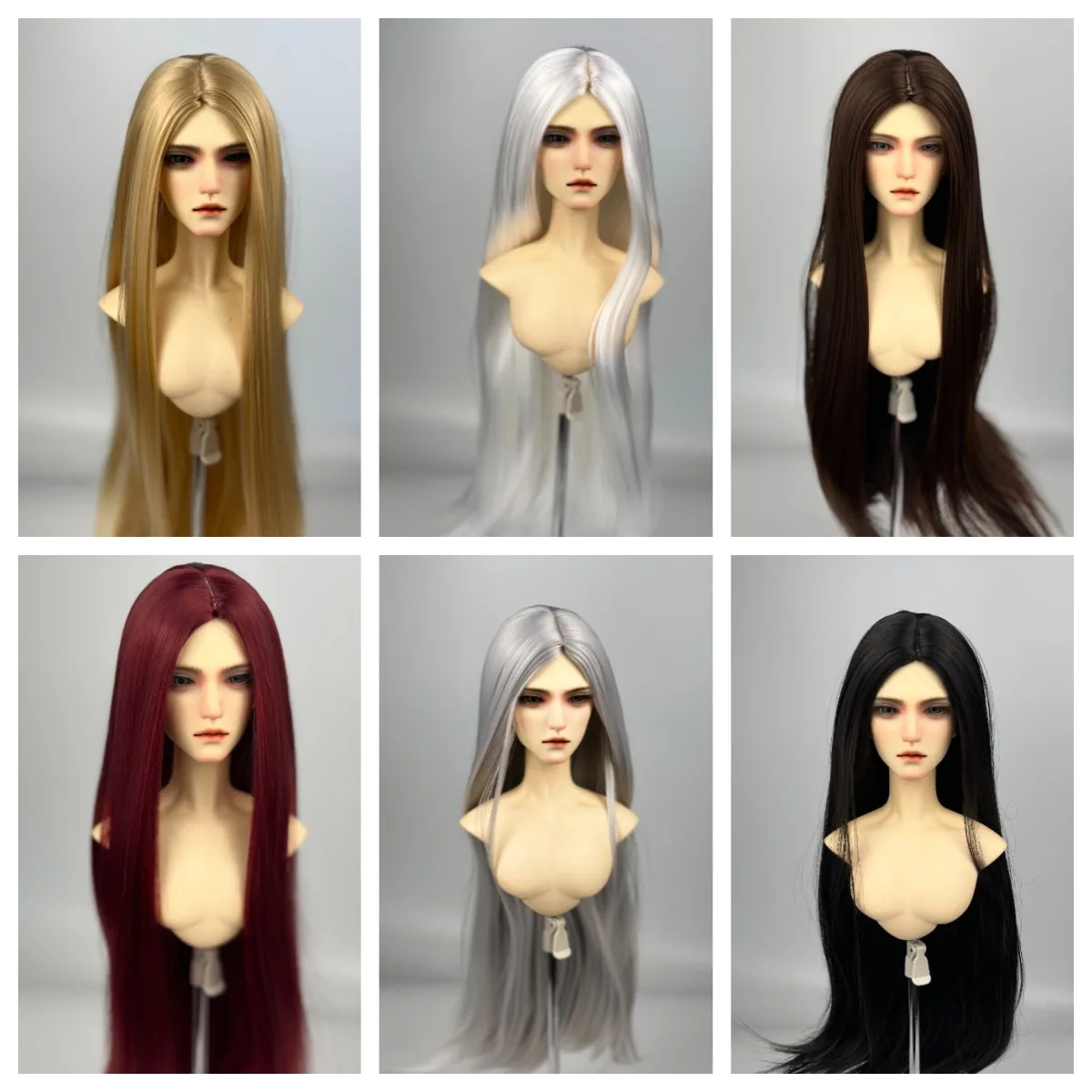 

(Customized) 1/3 1/4 1/6 Doll's Wig for 60/45/30cm Bjd Doll Antique Style Long Hair Embryo Girl Toys Doll Accessories, No Doll