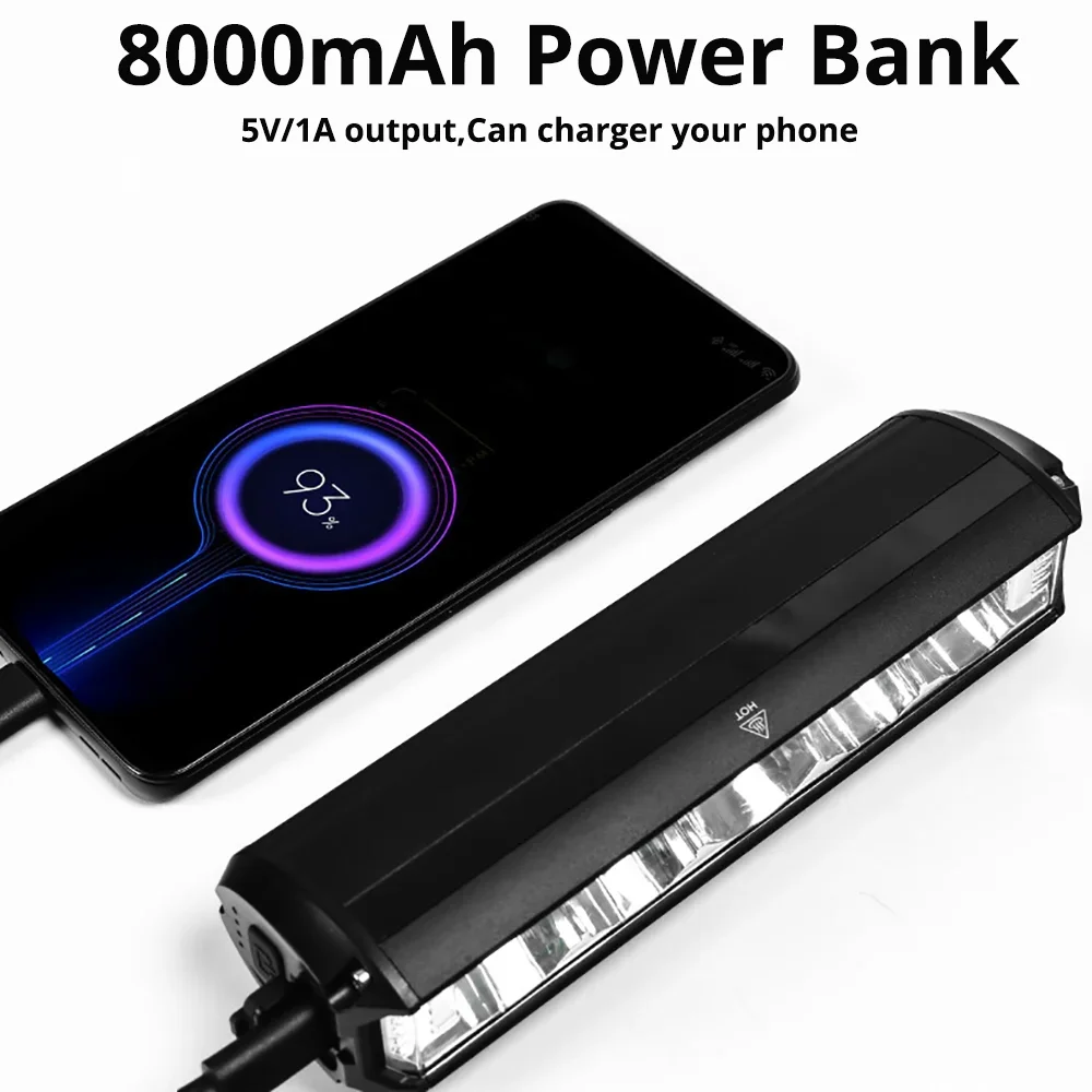 Imagem -04 - Impermeável Frente Bike Luz Lanterna Carregamento Usb Mtb Road Cycling Acessórios da Lâmpada 8000mah P90 10000lm