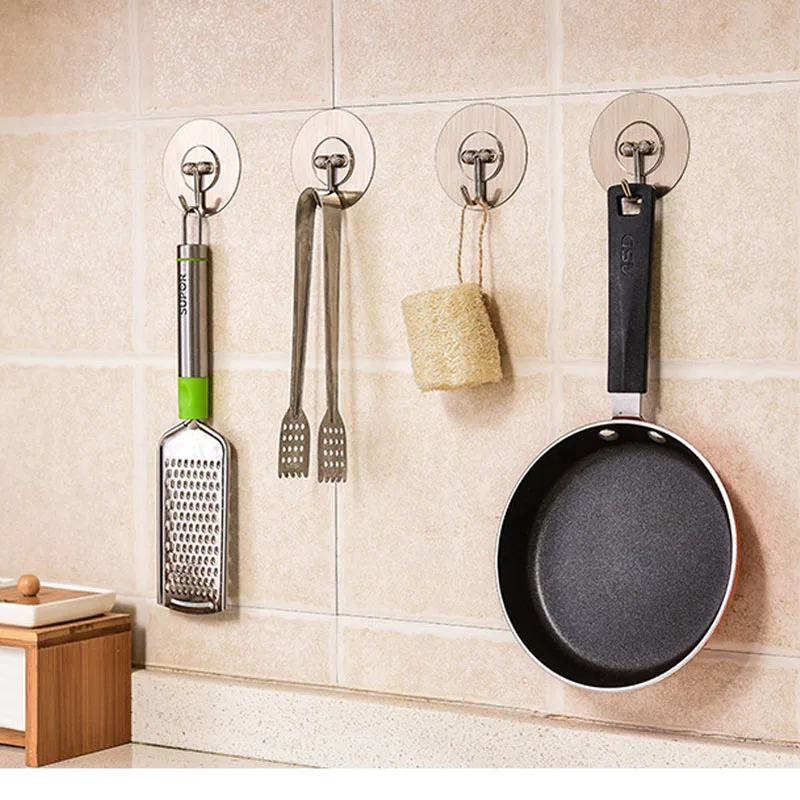 Kitchen Wall Hook Adhesive Hook Hanger Transparent Stainless Steel Strong Door Hanger Key Holder for Kitchen Bathroom Towel Hook - view 4