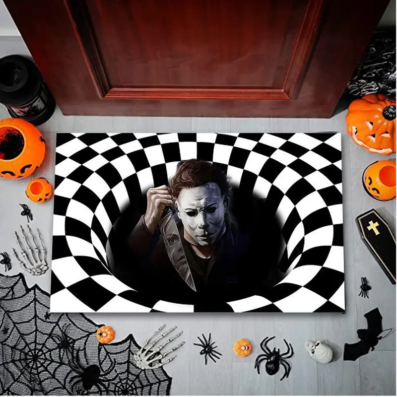 Halloween Non-Skid Area Tapetes, 3D Stereo Vision Capacho, Tapetes De Filme De Terror, Engraçado Outdoor ou Indoor Floor Mats