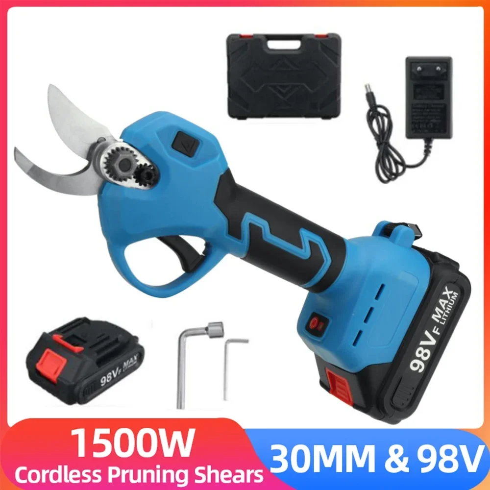 1500W 30MM Brushless Electric Pruner Shear Cordless Rechargeable Fruit Tree Bonsai Pruning Branches Tool For  18V Battery