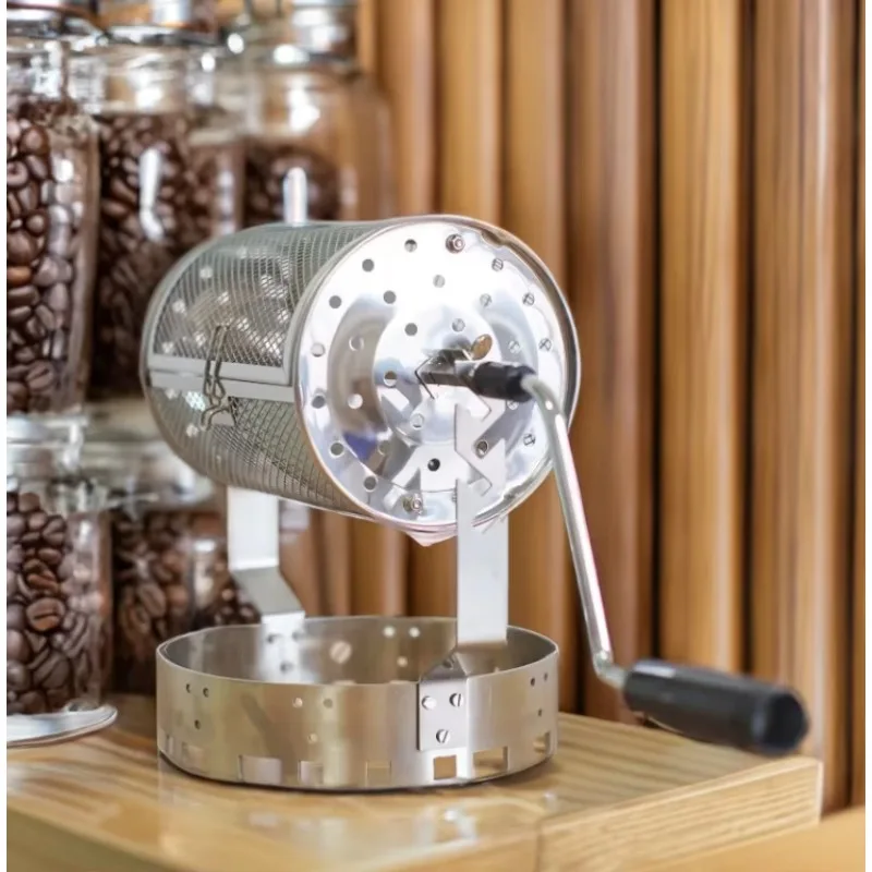 Stainless Steel Manual Coffee Roaster Hand Roller Coffee Bean Roaster Portable BBQ Grill Suitable for Family Camping Outdoor Use