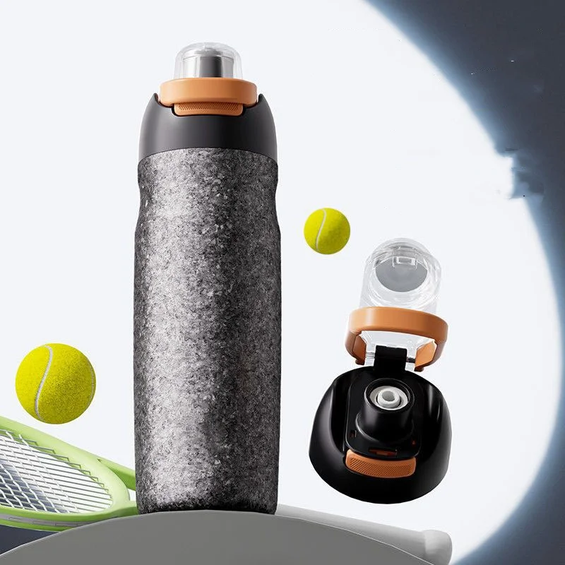 550ML Portable Pure Titanium Inner Sport Insulated Mug Outdoor  Cycling Dual Drink Straw Men Women Student Water Cup