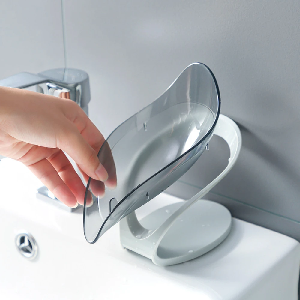 Leaf Shape Soap Holder Non Slip Drain Storage Container Suction Cup Portable Rack Tray For Bathroom Shower Kitchen Sink Toilet L