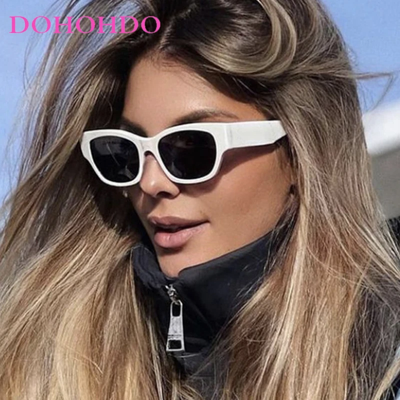 

DOHOHDO 2025 Fashion Vintage Cat Eye Sunglasses Women Brand Designer Retro Sun Glasses Frame Female Blue Square Eyewear UV400