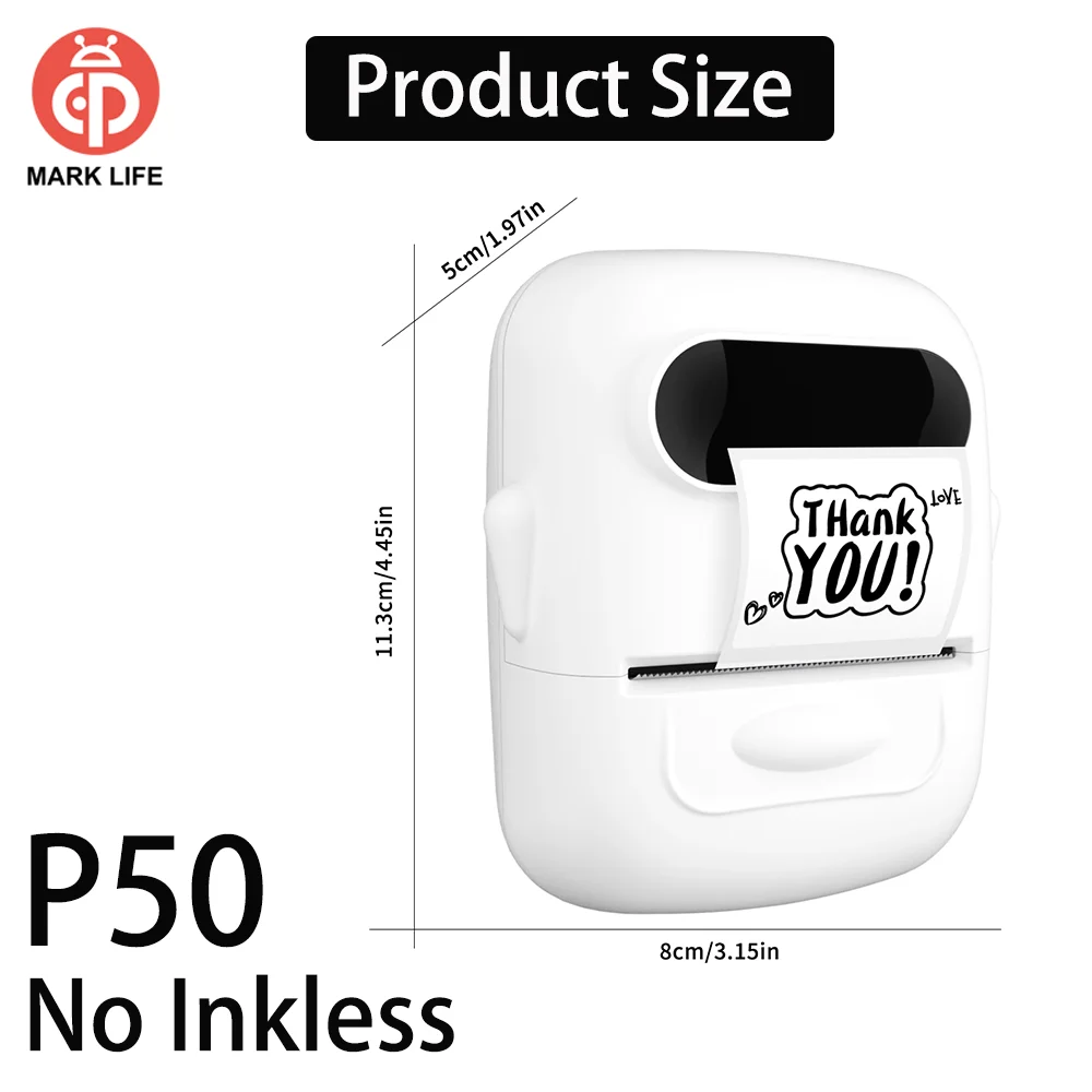 Thermal Label Printer P50 B21 B1 Bluetooth Portable Self-Adhesive Labeller HD Printer Compatible with iPhone Android Mac Window