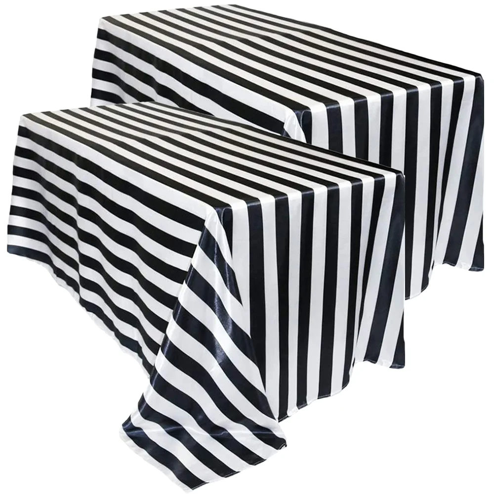 

2 Pcs Striped Tablecloth Kitchen Rectangle Holiday Waterproof Plastic Circus Living Room Party