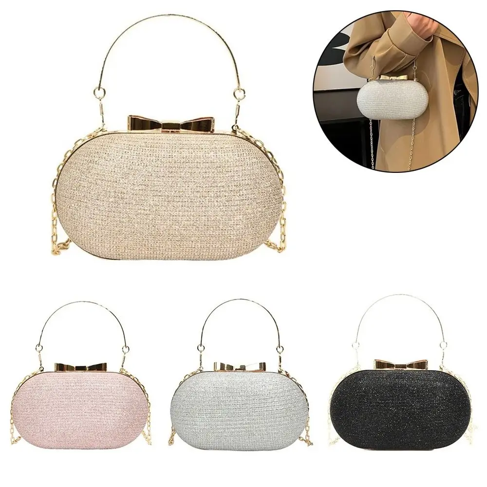 

Luxury Sequined Glitter Evening Bag Sparkling Shiny Bow Shoulder Bag Metal Chain Clutch Bag Dinner