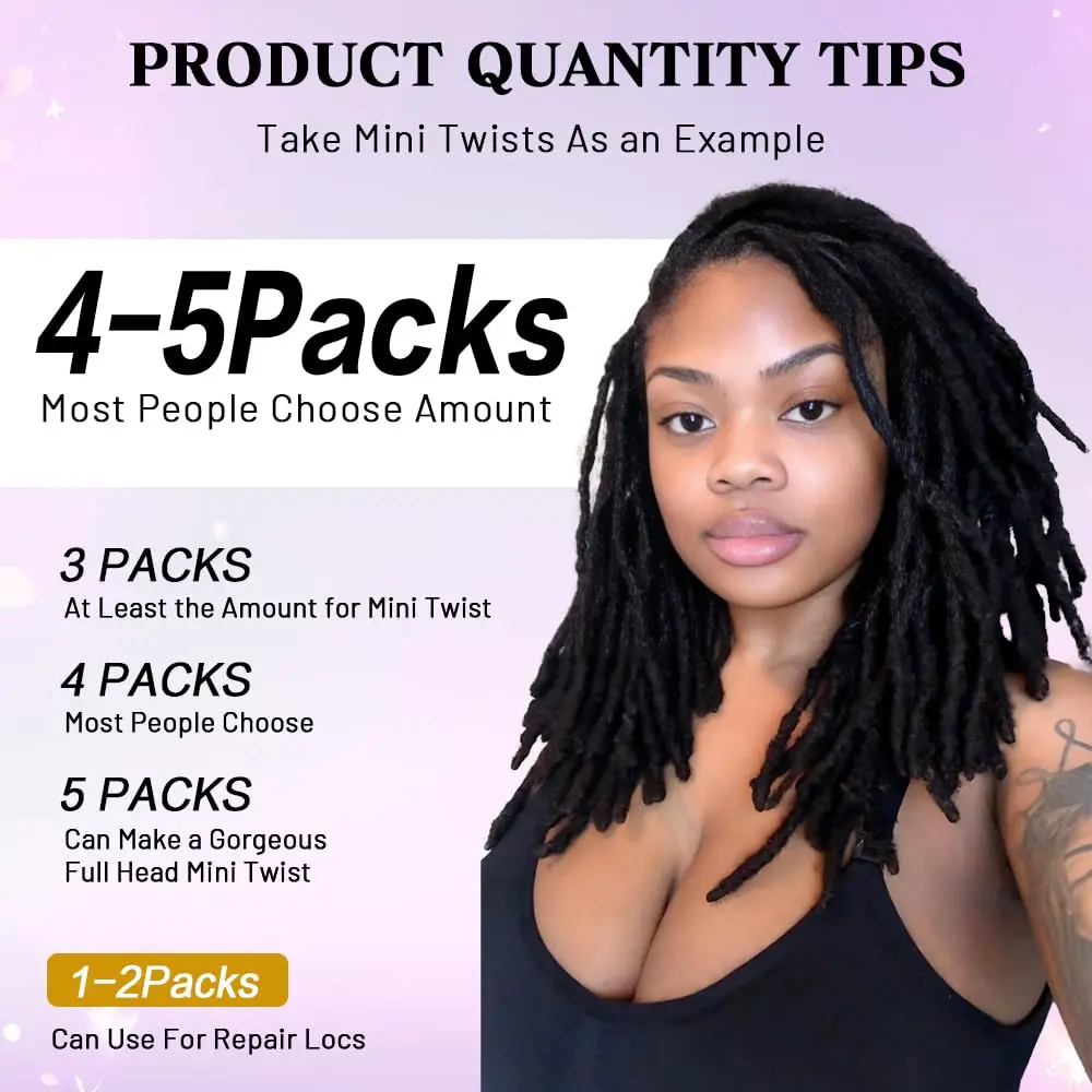 OCK شعر بشري أفرو غريب السائبة 50 جرام/1 عبوة أسود طبيعي - نسيج سميك غريب مجعد لإصلاح الضفائر/المجدل ولوكس