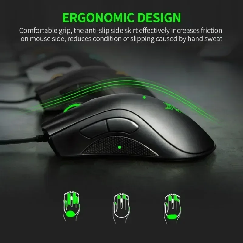 New Razer DeathAdder Essential Wired Gaming Mouse Mice 6400DPI Optical Sensor 5 Independently Buttons For Laptop PC Gamer