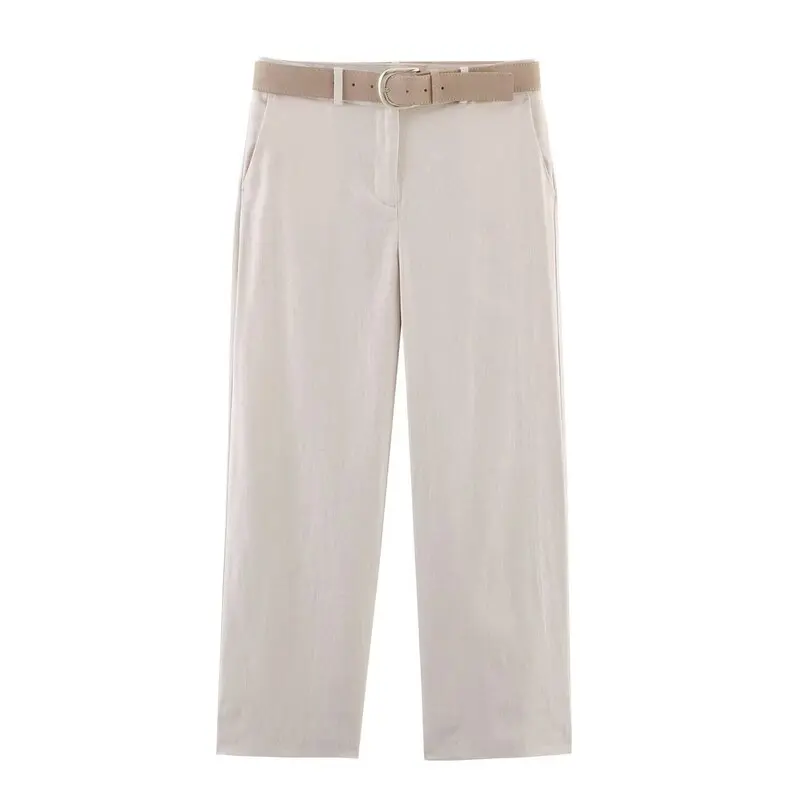 Klassische Leinenmischung, Svel-Kragenweste für Damen, Faion, Sommer 2022, Neuankömmling, zweiteiliges Set, lange Hosen, Knopfverschluss