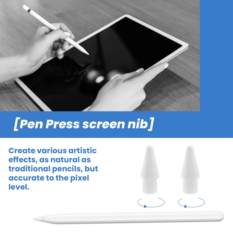 2Pcs Is Suitable For Apple Pencil Generation/Second Generation Ipad Stylus Replacement Pen Tip Stylus Press Screen Pen