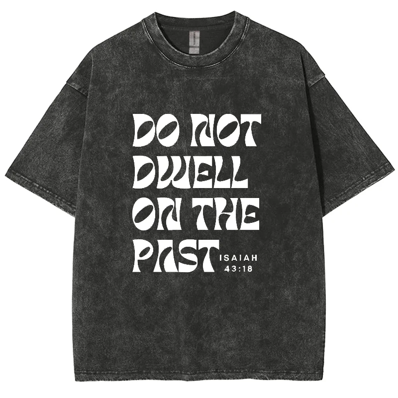 Dont Dwell On The Past Y2k Washed Short Sleeves TShirt, Cartoon Creative Printed Unisex Vintage Streetwear New Fashion Plus-Size