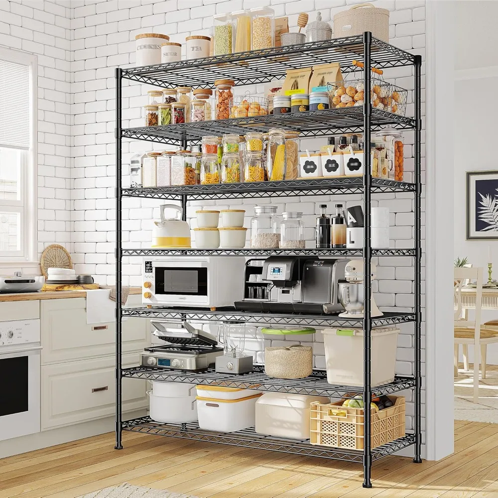 

Metal Shelving Unit, 82.6H 7 Tier Storage Shelves Adjustable Wire Shelving Metal Wire Shelf Pantry Shelves, Commercial Rack