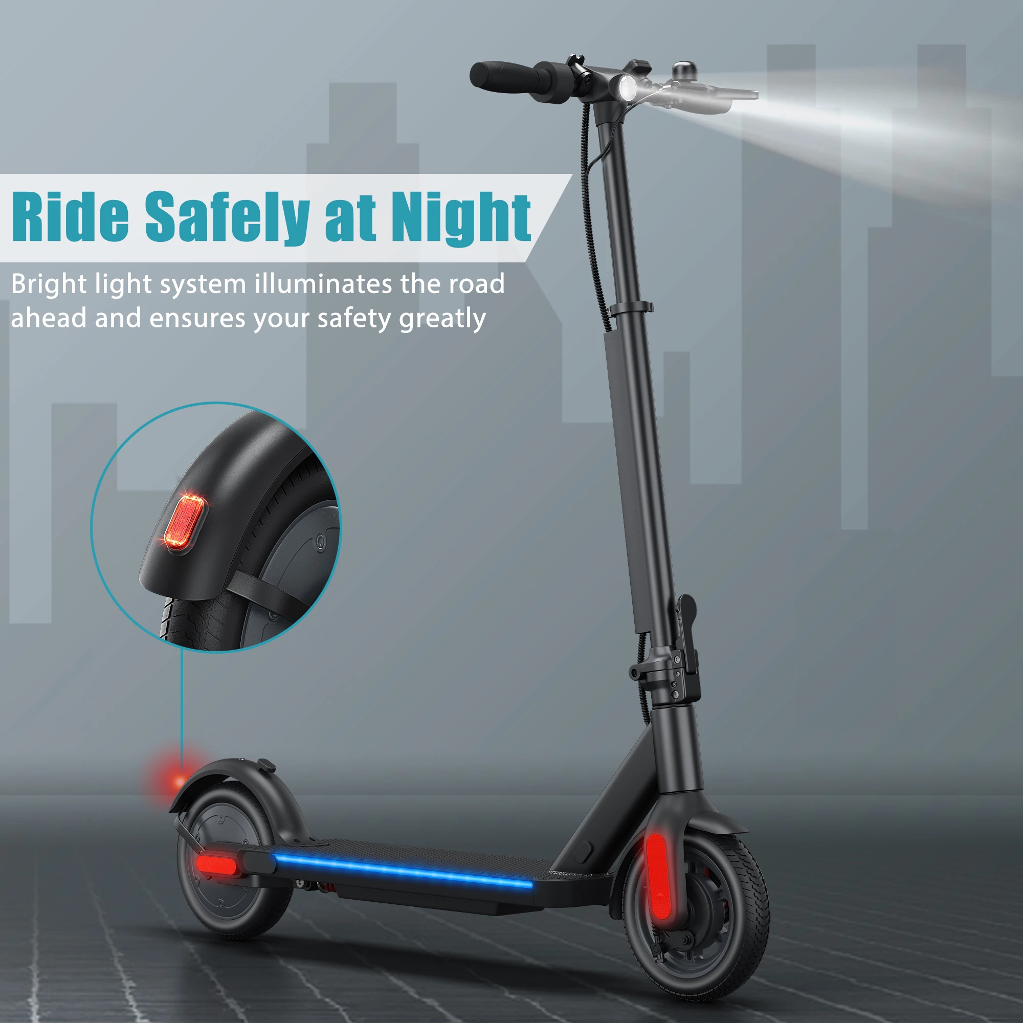 سكوتر كهربائي 20 ميل المدى 20 ميلا في الساعة سكوتر كهربائي سريع الطي للركاب البالغين مع التحكم في التطبيق ونظام الكبح المزدوج #3