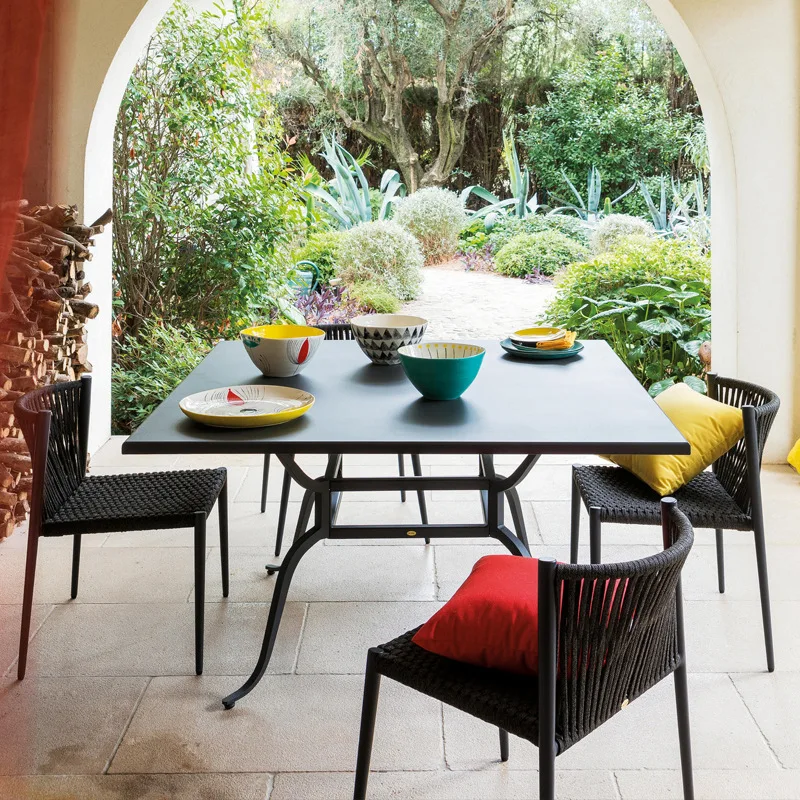 Outdoor dining table and chairs rattan weaving courtyard garden balcony open-air leisure sun room outdoor villa scenic spot furn