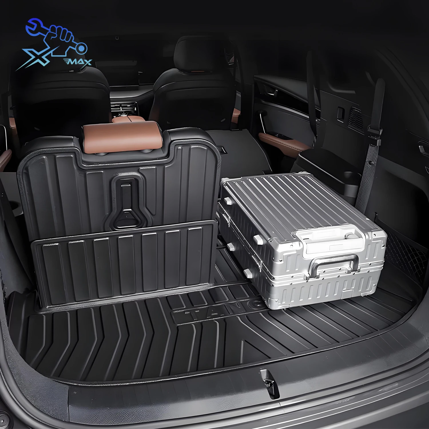 For BYD 2th Tang Fuel 7-Seats TPE Car Trunk Mat Custom Fit Trunk Liner All Season Cargo Mat Trunk Protection Mat Waterproof