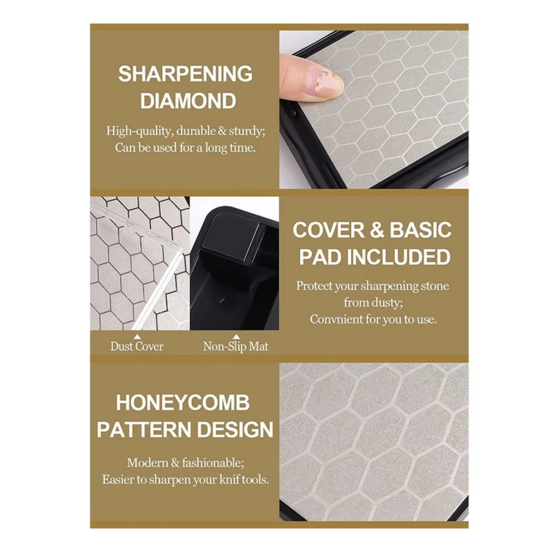 SEWS-Double-Sided Diamond Sharpening Stone,Whetstone Honeycomb Surface Plate With Non-Slip Base