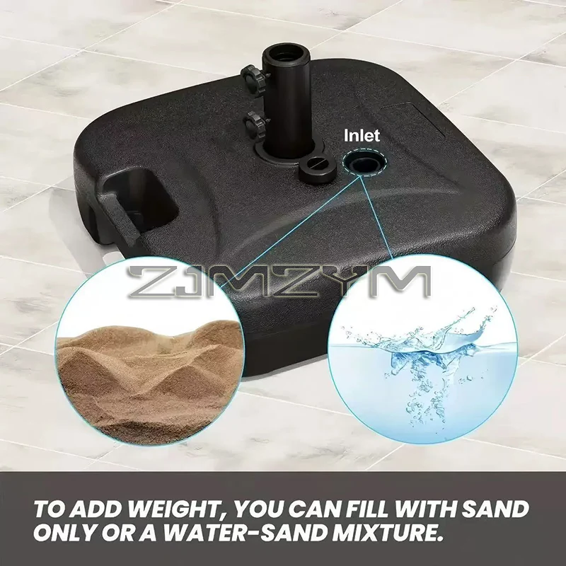 Outdoor Parasol Base, Stable Fillable Sand and Water Umbrella Stand and Sunshade Holder for Patio, Beach, Outside and Fishing