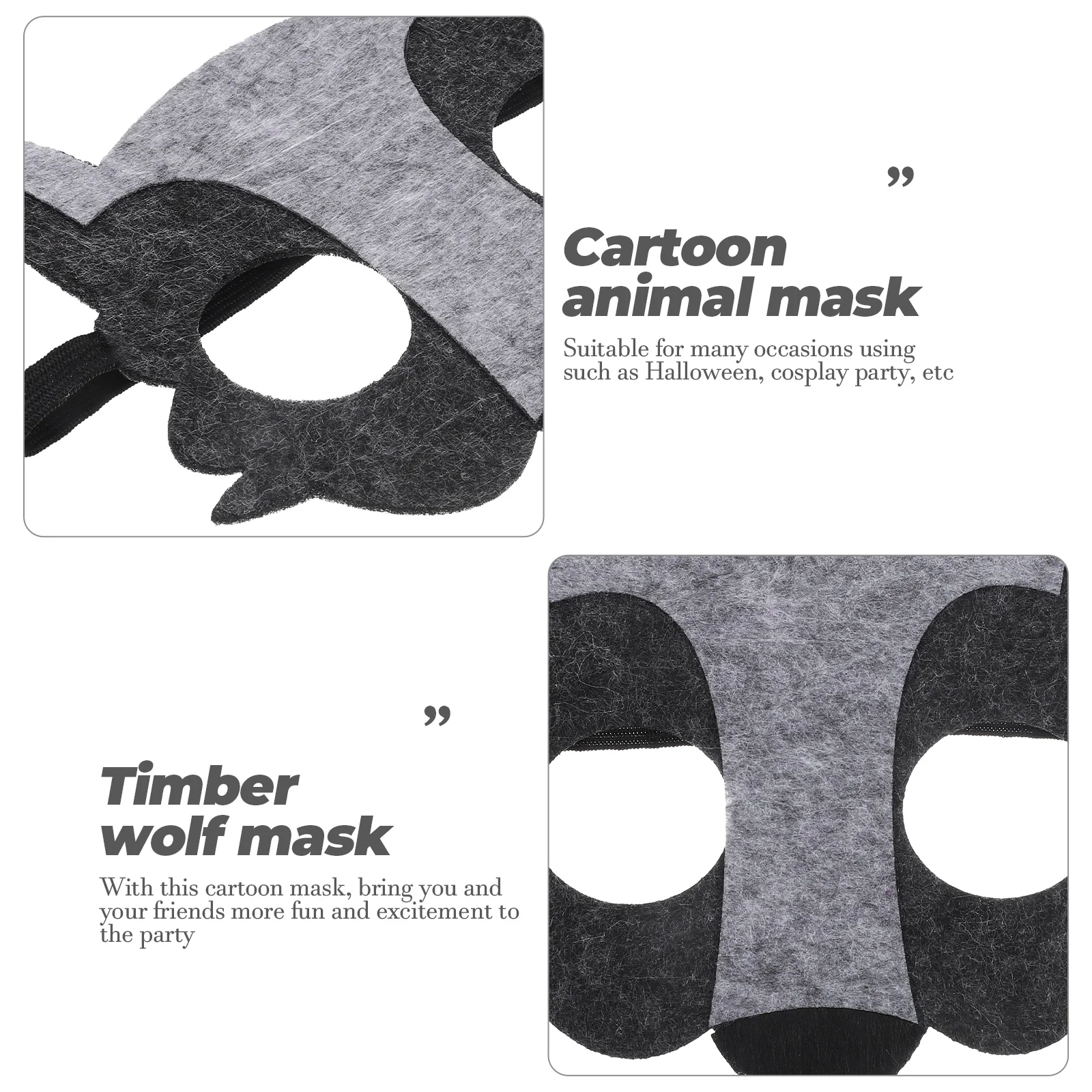 

2 Pcs The Animal Mask Cartoon Kids Unisex Cosplay Makeup Funny Party Decorative Photo Prop Child
