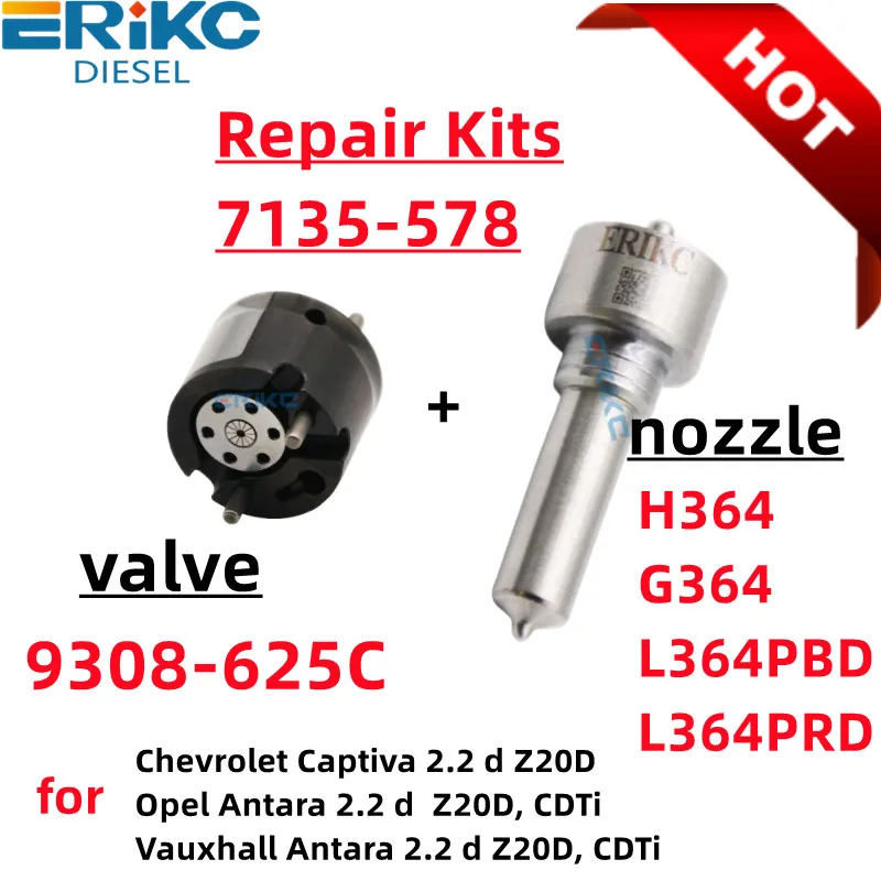 KITS 7135-578 NOZZLE H364 G364 L364PBD VALVE 9308-625c FOR CHEVROLET CAPTIVA 03P130282 28264952 28489562 25195088 28239769