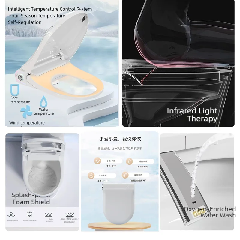 AI صوت WC مرحاض رقمي Japonais Ouverture Automatique Touchless Flip مقعد المرحاض بيديت App كوفيت Japonaise مرحاض ذكي