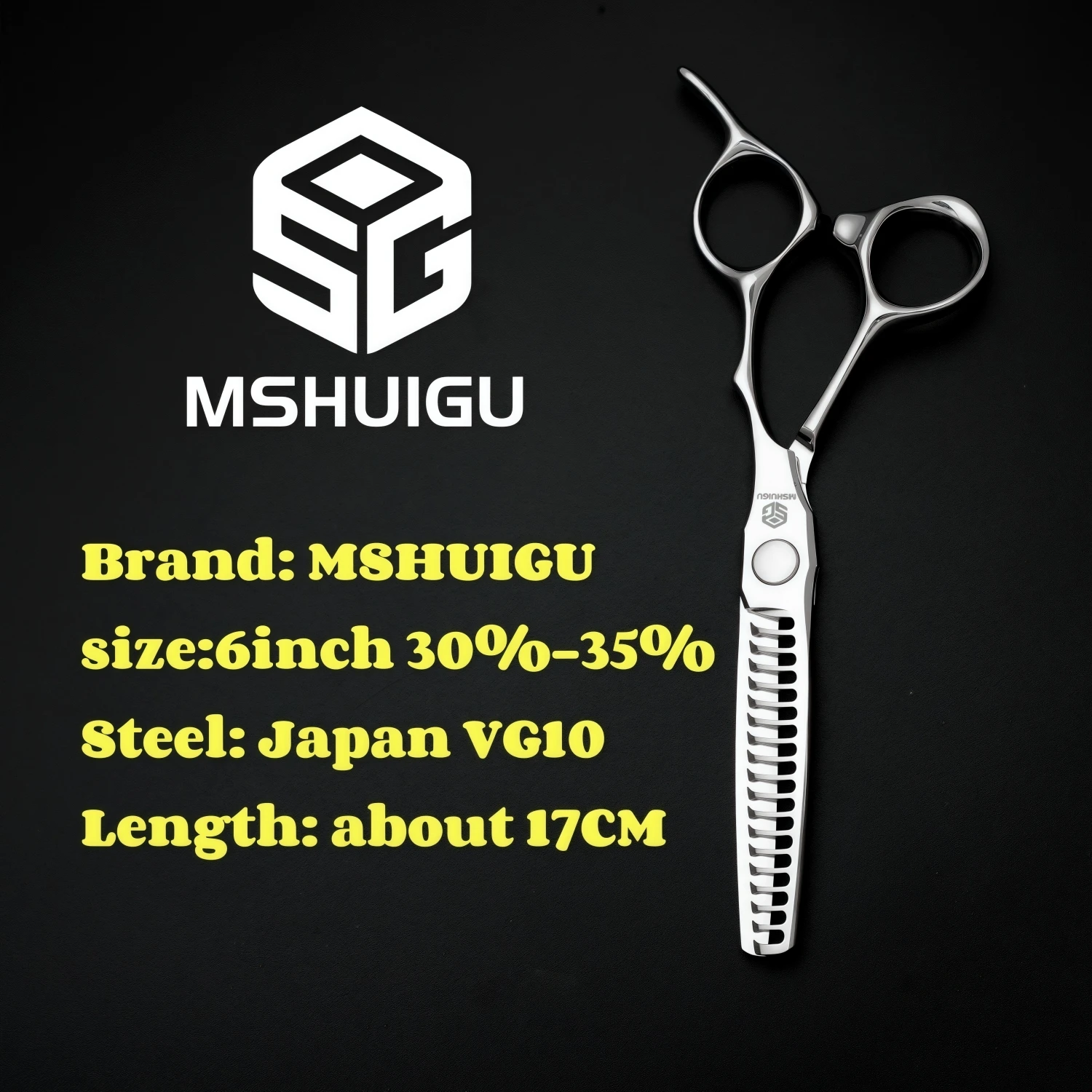 MSHUIGU Professionelle Haarstrukturschere, gebogene Klinge, kann Schere, Friseurschere, Werkzeugzubehör, Japan vg10 Stahl, 15,2 cm verschiebbar – Detail 4