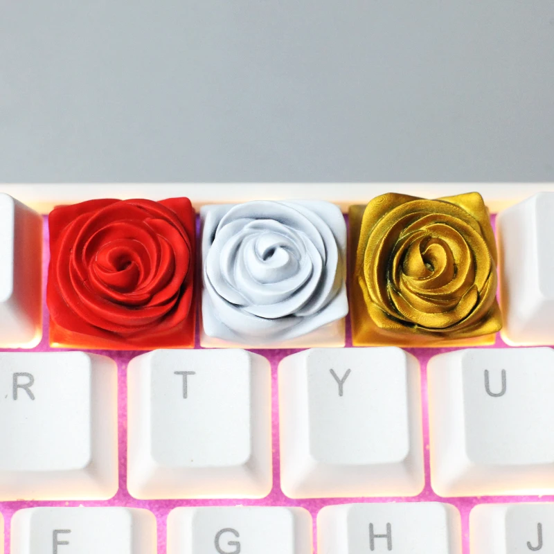 Rose Flower Valentine's Day Keycap Mechanical Keyboard Resin Stereo Girlfriend Personalized Cool Handmade Gifts