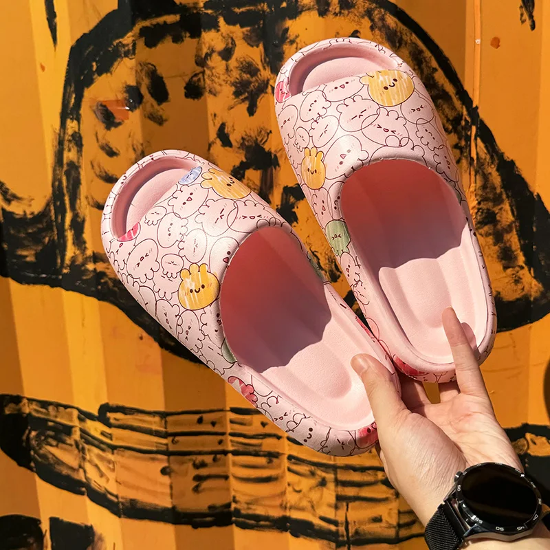 Zapatos de Casa de dibujos animados para hombre y mujer, chanclas suaves antideslizantes para interiores, Sandalias cómodas, chanclas de pareja, moda de verano