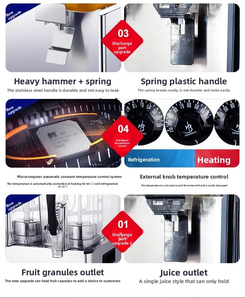 TQH beverage machine commercial hot and cold three-cylinder soy milk mixing  drink machine stall buffet sour plum soup juicer