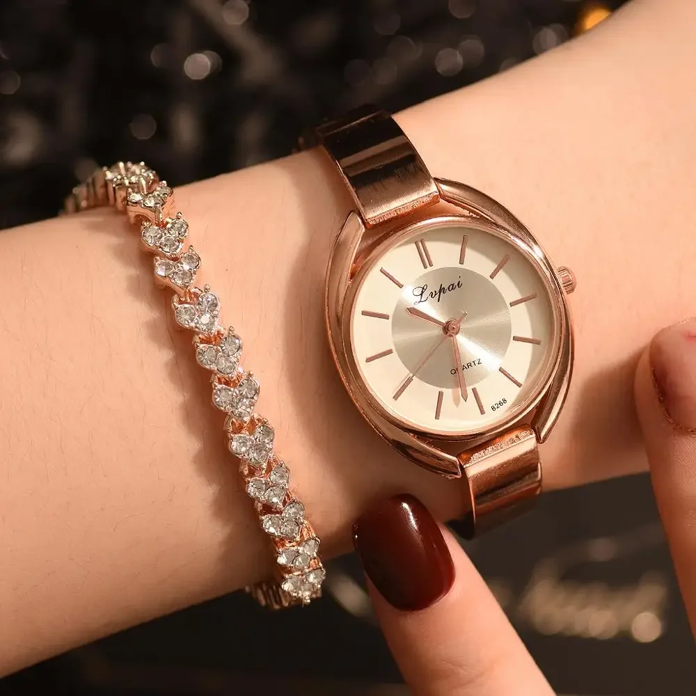 

Lvpai Brand 2pcs Set Women Bracelet Watches Fashion Women Dress Ladies Wrist Watch Luxury Rose Gold Quartz Watch Set Dropshiping