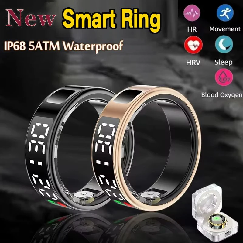 

LED Display Screen 2025 New Smart Ring Men Women Heart Rate Blood Oxygen Monitoring 5ATM Waterproof Multi Sports Modes Gift ring