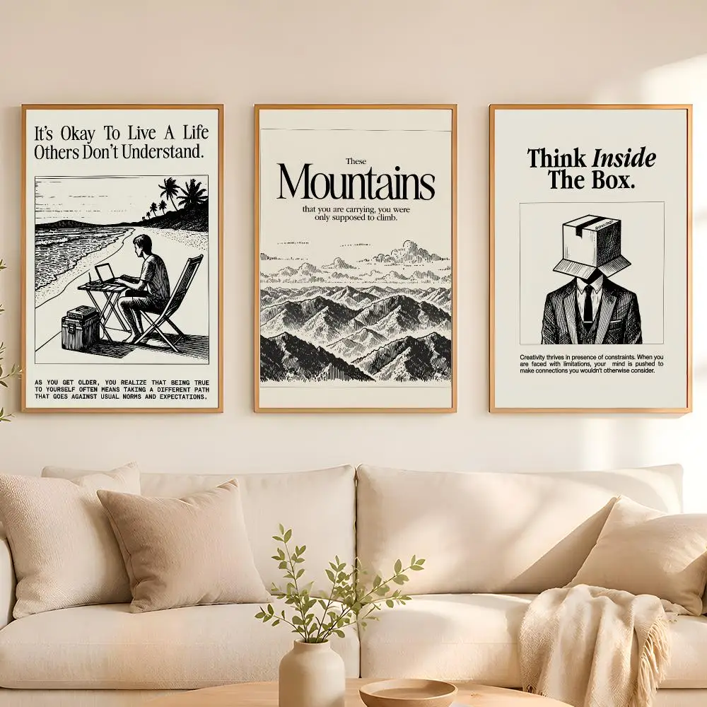 Inspirational Discipline Poster Stickers Painting Self-Adhesive Mural HD Wall Decals for Bedroom Living Room Home Decor Gift