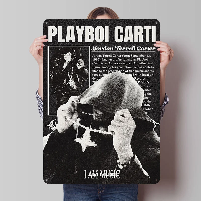 Плакат Playboi Carti по индивидуальному заказу, настенное искусство, винтажные металлические знаки, ретро жестяная табличка для мужского пещерного украшения дома, игровой декор для ванной комнаты Плакат Playboi Carti по индивидуальному заказу, настенное искусство, винтажные металлические знаки, ретро жестяная табличка для мужского пещерного украшения дома, игровой декор для ванной комнаты