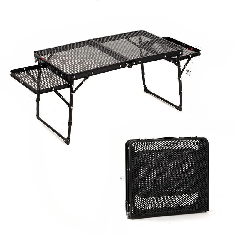 Outdoor folding table grid camping lift portable foldable picnic aluminum alloy iron mesh table barbecue stall