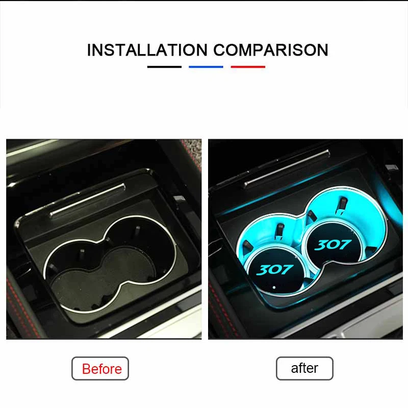 Seven Colors Car Sticker Interior Decorative Ambient Light LED In The Car for Peugeot 307 Auto Accessories