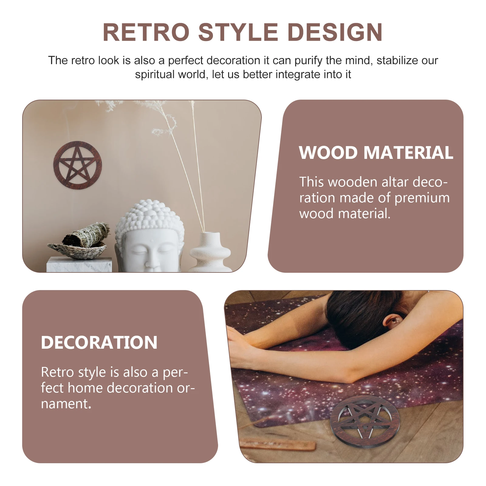 

Wooden Pentagram Altar Tile Smooth Finish Long-Lasting Wood for Home Altar Setup Ceremony Rituals Daily Meditation and