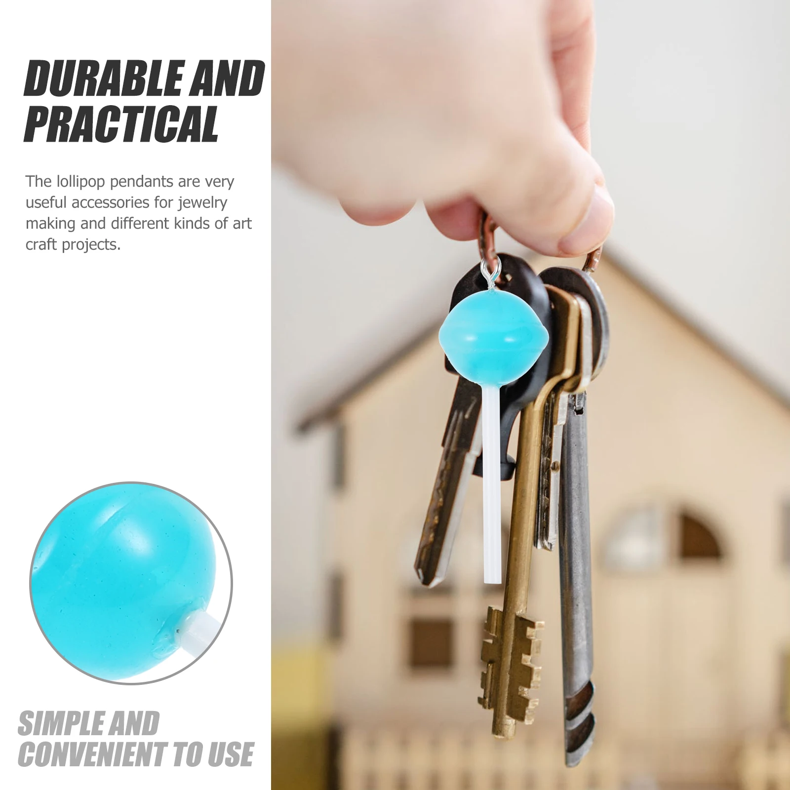 

50 Pcs Lollipop Charms Pendant Candy Keychain Lollipops Ornaments for Crafts Resin