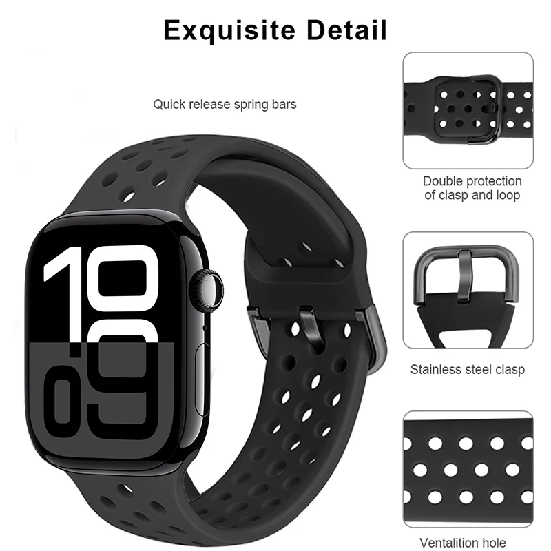 حزام سيليكون لساعة أبل 10 46 مللي متر 42 مللي متر Ultra 2/1 49 مللي متر سوار معصم رياضي لساعة iWatch 9 8 7 45 مللي متر 41 مللي متر 6 5 4 SE 44 مللي متر 40 مللي متر Correa