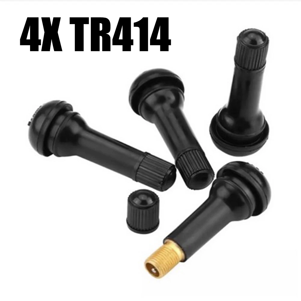 4X TR414 Tubeless Car Wheel Tire Valve Stems With Caps Tyre Rubber Valves With Dust Caps Wheels Tires Parts