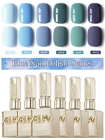 XEIJAYI 6 uds juego de esmaltes de uñas de Gel azul UV LED Gel de uñas en remojo, semipermanente, Gel de Arte de uñas de calidad de salón DIY para regalo de mujer