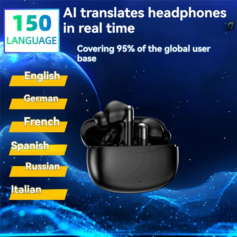 (Guaranteed) AI TWS Bluetooth 5.4 Earphones AI Instant Translation Headphones Intelligent Voice Assistant Sport Earbuds