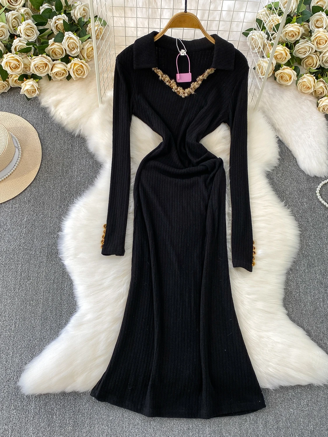 Ele Knitted V-Ne Lo… - image