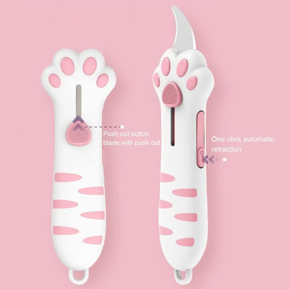 Cute Cat Paw Knife Box Cutter Cat Claw Design Box Paper Knife Retractable Cat Scratching Knife Cardboard Sealing Tape Cutter