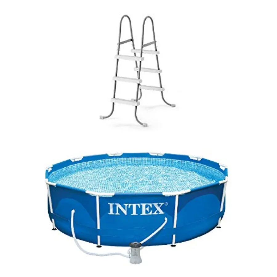 

Above-Ground Pool Ladder w/ 10 x 2.5-Foot Pool Set with Filter Pump
